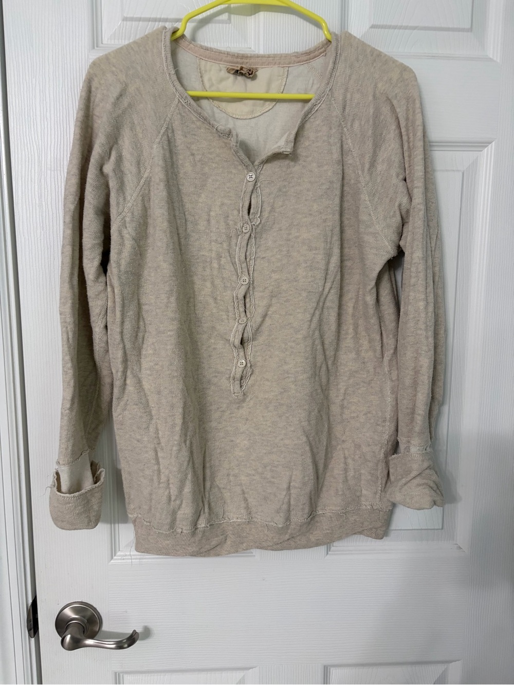 Wilfred free- Casual Beige Long Sleeve Henley Top